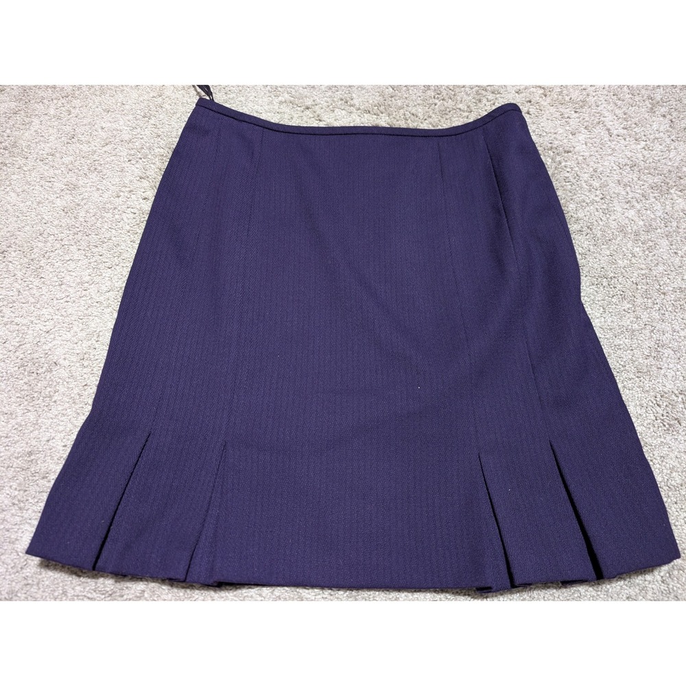 Pleated Skirt Women 12P Purple Wool Blend Mini Dark Academia Preppy